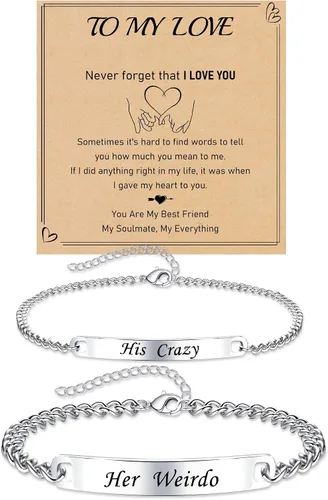 Miniatura 13 de Pulseras a juego, pulseras de pareja, regalos de aniversario para él y ella, novio y novia, pulseras de acero inoxidable, joyería de relación