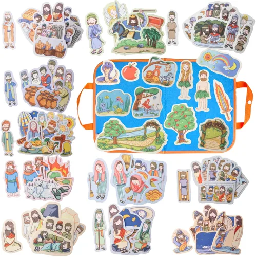 Miniatura 10 de CHEFAN Paquete de 12 Piezas de Historias Bíblicas para Tablero de Fieltro, Historias de Tablero de Franela para Actividades Preescolares Incluye una