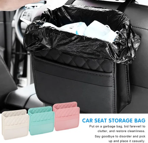Miniatura 5 de Mandark Organizador de respaldo de asiento de automóvil, cuero PU, bolsillo de almacenamiento colgante para asiento trasero del vehículo, accesorios