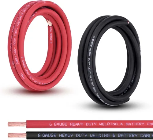 Miniatura 10 de Cable de Batería Calibre 2/0, 10 Pies Rojo + 10 Pies Negro 2/0 AWG Cable de Alambre de Soldadura de Cobre Puro, para Automotriz, Batería, Solar