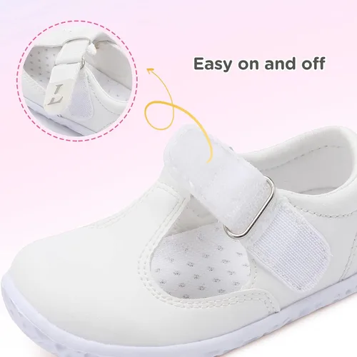 Miniatura 2 de L-RUN Zapatos de vestir para niñas pequeñas, zapatos ligeros Mary Jane para niñas, zapatos escolares antideslizantes para niñas pequeñas