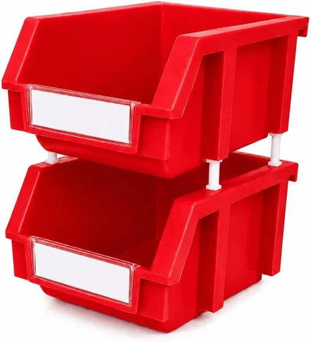 Miniatura 17 de Paquete de 2 cubos de almacenamiento apilables, organizador de polipropileno resistente de 8.4 x 11 x 6.9 pulgadas, diseño colgante y de conexión
