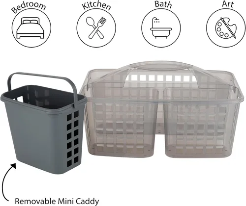 Miniatura 2 de Bath Bliss 2 en 1 portátil, organizador de ducha y baño para champú, acondicionador, jabón y cosméticos, en bolsa de baño gris (26118-GRIS)
