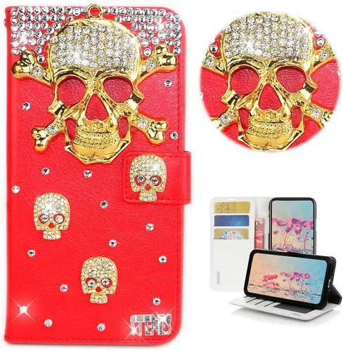 Miniatura 14 de Bling - Funda tipo cartera para teléfono compatible con Samsung Galaxy Z Fold 3 5G, elegante, hecha a mano en 3D con cristales y mariposas