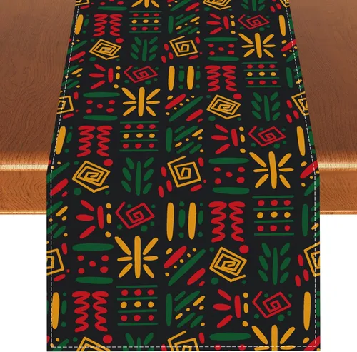 Camino de mesa y mantel del mes de la historia negra, decoraciones y suministros para la mesa de la cocina del hogar, 13 x 72 pulgadas