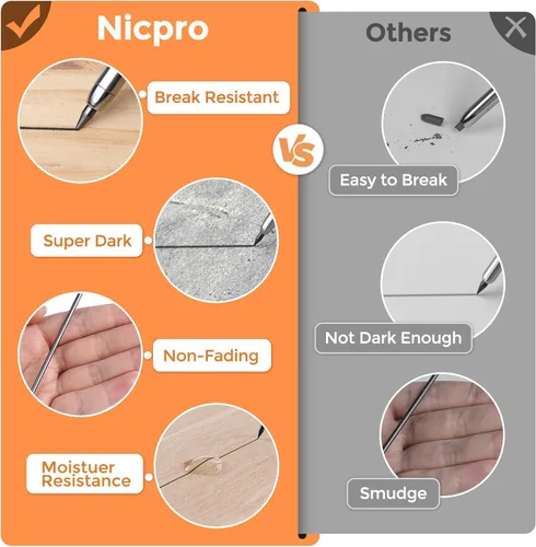 Miniatura 5 de Nicpro 24 Piezas de Recarga de Plomo para Lápices de Carpintero 2.8mm, Plomo Resistente a las Roturas para Lápices de Construcción y Carpintería