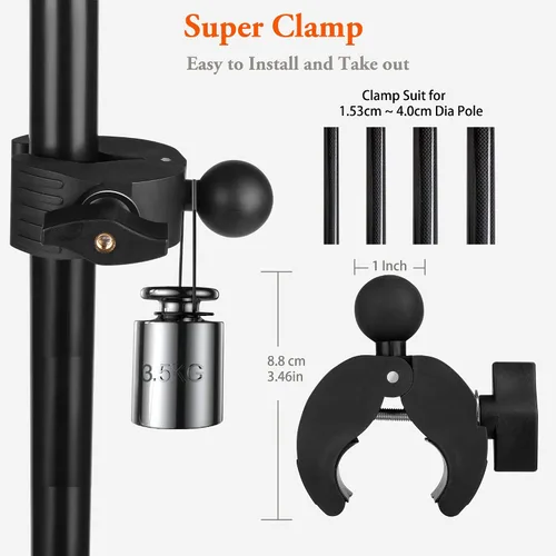 Miniatura 5 de Soporte para iPad para soporte de micrófono, soporte de teléfono para tableta, soporte de música para micrófono, soporte giratorio ajustable