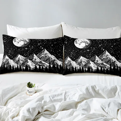 Miniatura 7 de Juego de sábanas de 3 piezas con diseño abstracto de estrellas y sol para niños, diseño de luna y sol, para niños y adultos, diseño de árbol