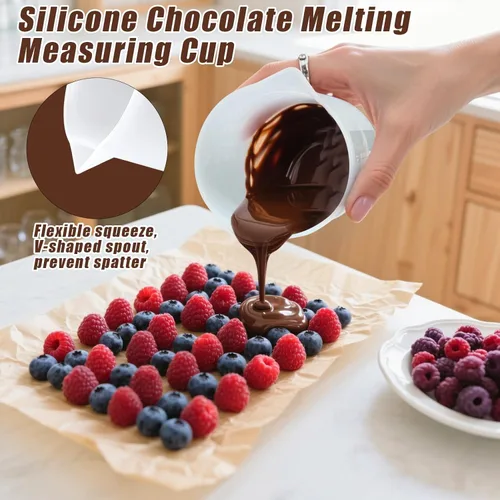 Miniatura 3 de Juome 6 tazas medidoras de silicona para derretir chocolate, juego de tazas de silicona para derretir chocolate con capacidad de 100/250/11.8 fl oz