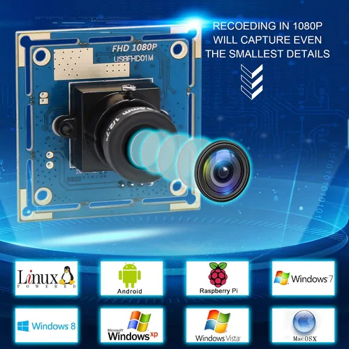 Miniatura 4 de Módulo de cámara USB 1080P gran angular de alta velocidad 0.142 in lente PC cámara para computadora Mini UVC USB2.0 Lightburn Cámara OV2710 Cámara