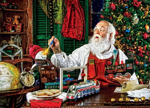 Miniatura 2 de MasterPieces Rompecabezas de Navidad de 1000 piezas, taller de Santa, 19.25 x 26.75 pulgadas