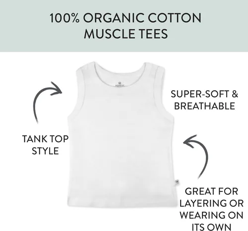 Miniatura 8 de HonestBaby Camisetas musculares sin mangas 100% algodón orgánico para bebés y niños pequeños, niñas