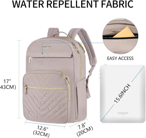 Miniatura 2 de VANKEAN Mochila para Laptop de 15.6 Pulgadas para Mujeres, Bolsa de Trabajo de Moda con Puerto USB, Bolsas de Viaje Elegantes Impermeables, Mochilas