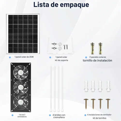 Miniatura 7 de Fanspex Kit de 3 ventiladores solares, ventiladores solares impermeables para gallinero al aire libre, invernadero y cobertizo, entrada o aire