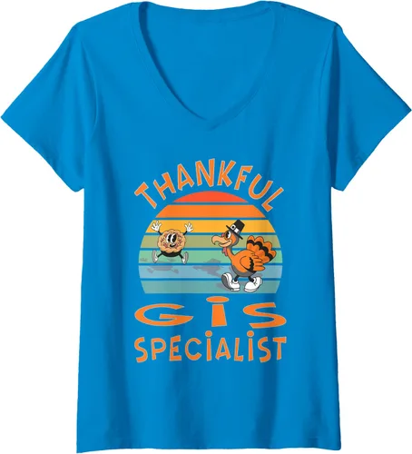 Miniatura 9 de Womens GIS Specialist Job Funny Thanksgiving V-Neck T-Shirt
