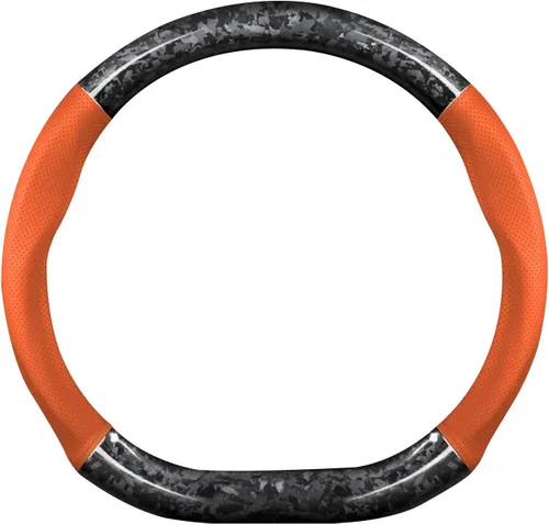 Miniatura 9 de Ergocar Funda para volante de automóvil, fibra de carbono forjada tipo D y funda de cuero para volante, 14.5-15 pulgadas, antideslizante, suave