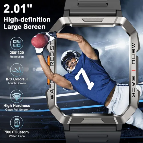 Miniatura 6 de Blackview Reloj inteligente militar 2025 para hombre (respuesta/hacer llamadas), reloj inteligente deportivo al aire libre con linterna/batería