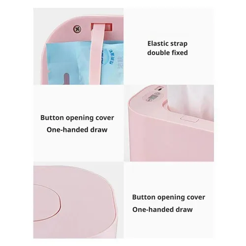 Miniatura 9 de Calentador de toallitas para bebés, dispensador portátil de gran capacidad con pantalla LED, soporte ajustable para toallitas húmedas para bebés