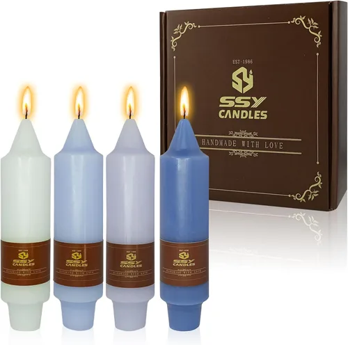 Miniatura 59 de Candelabros cortos de 5 pulgadas con velas cónicas verde oscuro, 4 piezas para cena, hogar, boda, fiesta, decoración