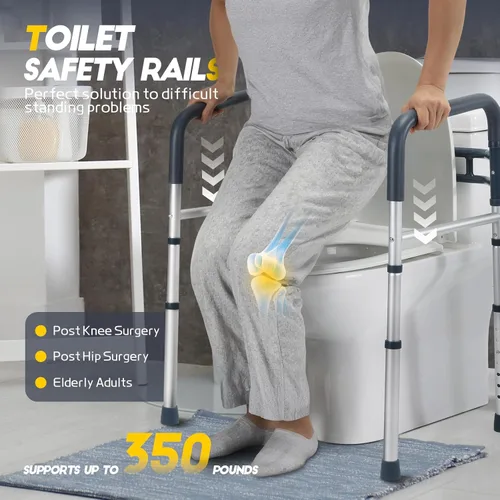 Miniatura 4 de Lianjindun Barras de seguridad para inodoro, asas de baño plegables y portátiles para ancianos, personas mayores, discapacitados y minusválidos, Azul