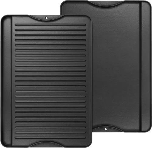 AJinTeby Plancha de cocina de hierro fundido pre-sazonada reversible 2 en 1 de 16 x 24 pulgadas para estufa de gas, carbón, electricidad, propano y