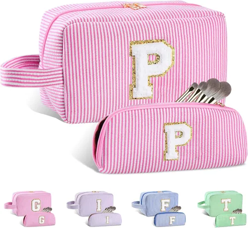 Miniatura 186 de Regalos personalizados para mujeres, bolsa de maquillaje con inicial, bolsa de maquillaje de viaje, bolsa de cosméticos, bolsa de artículos