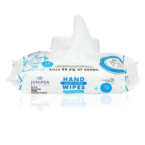 Miniatura 5 de Juniper CLEAN, 1 paquete de toallitas desinfectantes de manos, 72 toallitas desinfectantes de manos desechables, aroma fresco, sin pelusa y duraderas
