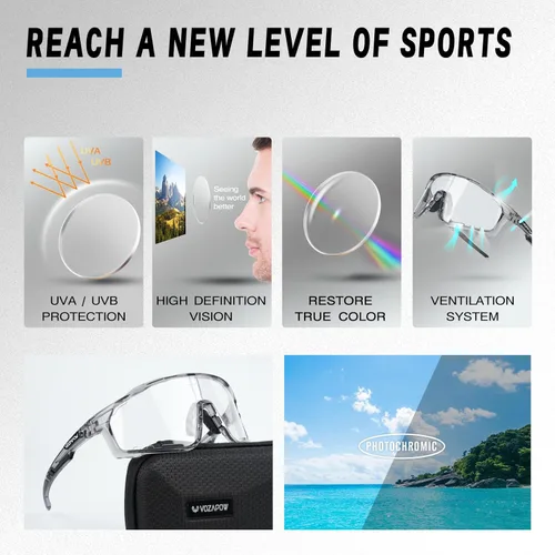 Miniatura 3 de Photochromic Cycling Glasses for Men Women, UV400 Sports Sunglasses for MTB, Riding, Running, Fishing, Baseball A1-gris