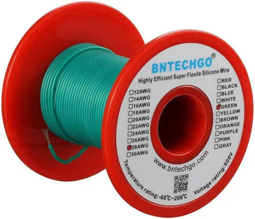 Miniatura 14 de BNTECHGO Carrete de alambre de silicona de calibre 28 rojo 250 pies Flexible 28 AWG alambre de cobre estañado trenzado