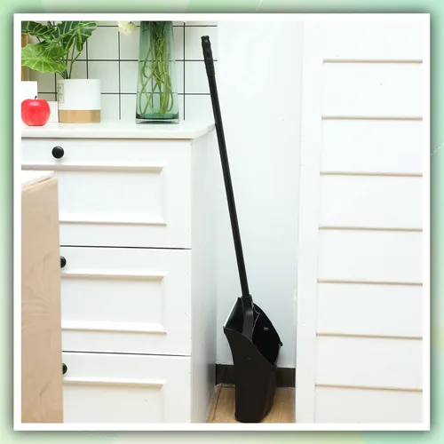 Miniatura 7 de Weewooday 8 piezas de recogedor vertical de plástico para vestíbulo comercial con mango largo, recogedor vertical de metal, resistente para Negro