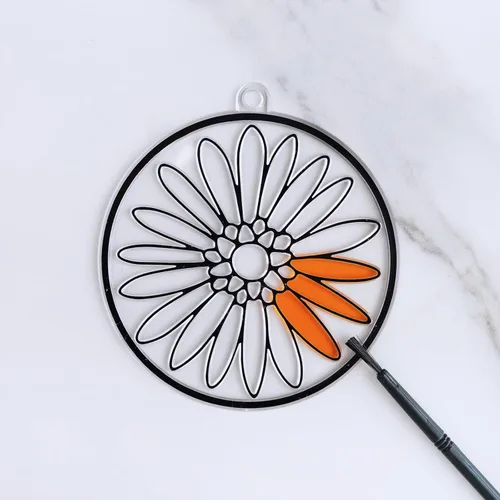 Miniatura 6 de Winlyn Juego de 24 adornos de atrapasoles de flores de primavera, decoración de bricolaje, pintura de ventana, kit de arte para niños, actividades