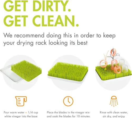 Miniatura 6 de Boon Lawn Estante de secado para biberones para encimera con bandeja antimicrobiana, color verde primavera, estante para biberones y organizador