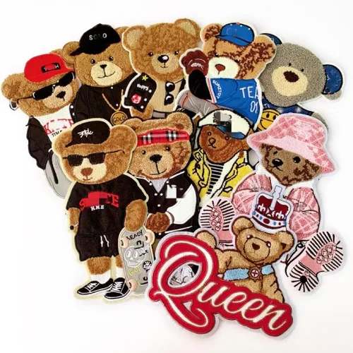 Miniatura 4 de Parche de oso de peluche de 10.6 in* 5.9 in, apliques de dibujos animados, parche de felpilla de oso, adecuado para ropa decorativa, suéter, textil