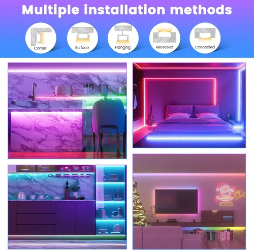 Miniatura 4 de Muzata Paquete de 6 de 3.3 pies/1M Canal LED Excelente Sin Manchas Difusor de Tira LED con Cubierta Blanca Lechosa Más Gruesa Sin Puntos Calientes