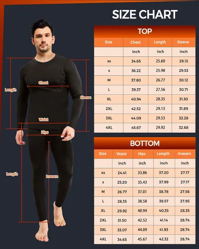 Miniatura 6 de CL convallaria 2 Pack Long Johns Thermal Underwear for Men Soft Fleece Lined Base Layer Cold Weather Set XS-4XL