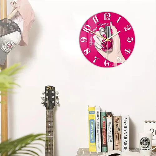 Miniatura 4 de Reloj de pared de salón de uñas de 12 pulgadas, nombre personalizado, regalo de técnico de uñas, reloj de pared silencioso sin tictac, funciona
