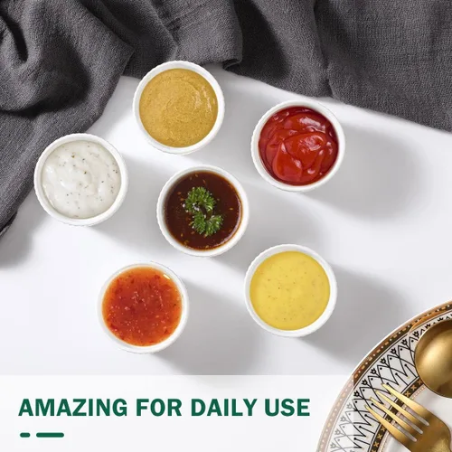 Miniatura 2 de Juego de 6 mini ramequines de 1.5 onzas, tazas pequeñas para salsa de inmersión, cuenco de inmersión Ramekin, plato de porcelana para soufflé