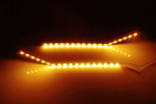 Miniatura 3 de iJDMTOY Kit de iluminación de fondo LED amarillo ámbar compatible con Ford F250 F350 F450 Super Duty 2017-2021 emblema cromado de guardabarros