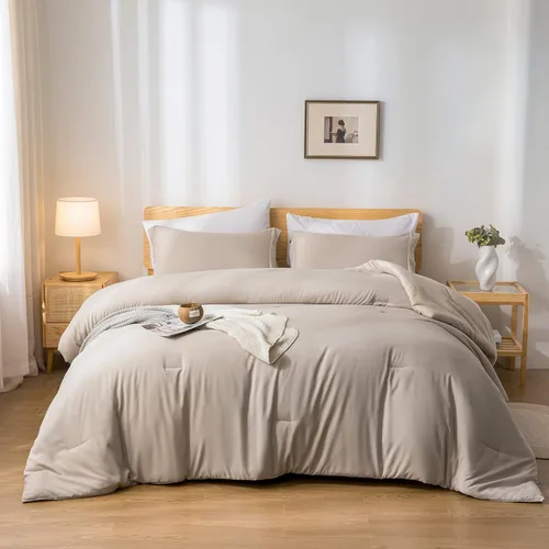 Miniatura 19 de weigelia Juego de Edredón King de 7 Piezas Juego de Edredón Blanco Cama en una Bolsa Suave y Esponjoso Juego de Ropa de Cama Tamaño King con Sábana