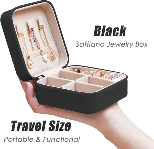 Miniatura 2 de BeBeGee Joyero de viaje, mini organizador de viaje portátil, pequeñas cajas de joyería para mujeres, regalos de dama de honor y accesorios
