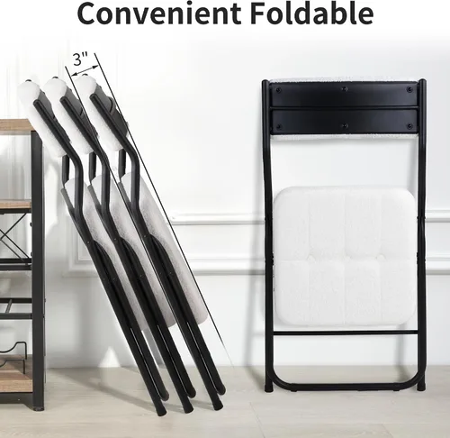 Miniatura 6 de HOMEFUN Paquete de 4 sillas plegables acolchadas, sillas de comedor plegables con cojín, asiento adicional portátil y ensamblado para invitados