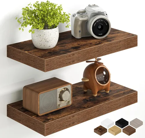 Miniatura 41 de Fun Memories Estantes flotantes de 16 pulgadas para pared, estantes de 8 pulgadas de profundidad para baño, dormitorio, cocina, montaje en pared