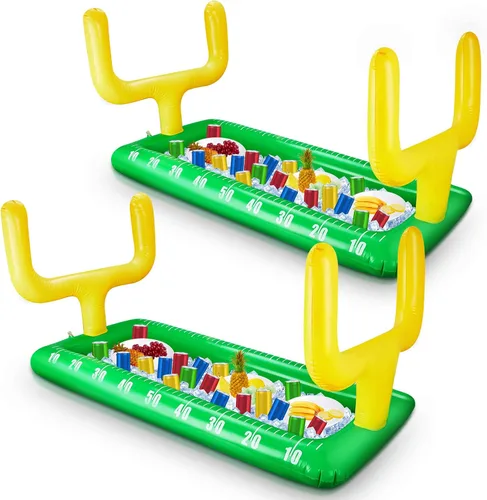 Paquete de 2 enfriadores inflables de campo de fútbol, decoración de fiesta de fútbol, barra inflable para servir hielo para suministros de fiesta