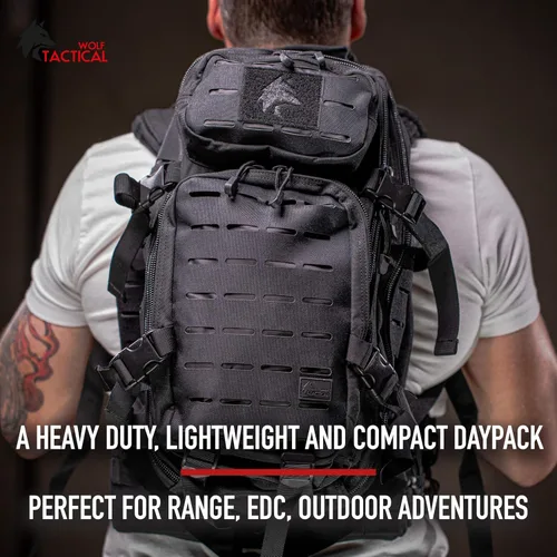 Miniatura 4 de WOLF TACTICAL Mochila Molle Pequeña Mochila Táctica Pequeña Mochila de Transporte Oculto CCW Mochila de Emergencia Bolso de 24L Mochila EDC Negro
