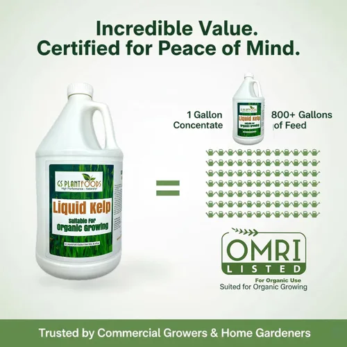 Miniatura 3 de GS Plant Foods Fertilizante Líquido de Kelp – Adecuado para Cultivo Orgánico, Concentrado de Algas Marinas Listado por OMRI para Césped, Jardines