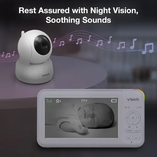 Miniatura 7 de VTech - Monitor de video para bebé con 2 cámaras y pantalla LCD de 5 pulgadas, hasta 17 horas de video y 31 horas de audio