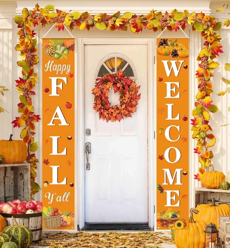 Miniatura 6 de Decoración de otoño para el hogar, feliz otoño, cartel colgante de bienvenida para porche, cosecha de otoño, decoraciones de Acción de Gracias