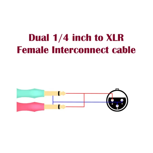 Miniatura 4 de XLR hembra a 0.250 in 1/4 pulgadas mono macho audio Y cable divisor en Y, doble 0.250 in 1/4" macho a XLR hembra 3Pin micrófono convertidor de audio