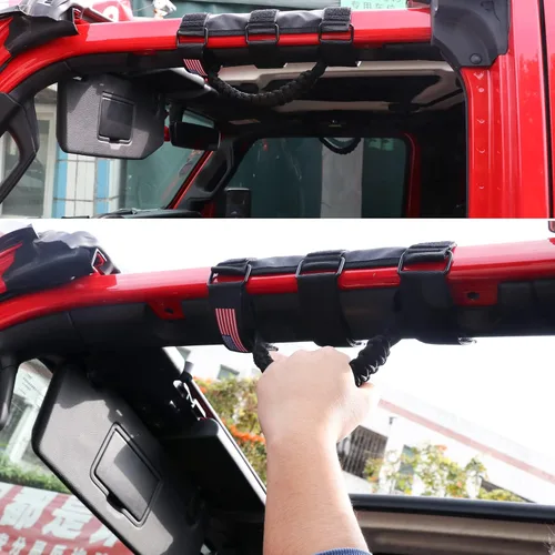 Miniatura 6 de 2 asas de agarre para barra antivuelco, mango de agarre de paracaídas para Jeep Wrangler YJ TJ JK JL y Gladiator JT 1955-2024 UTV ATV, apto