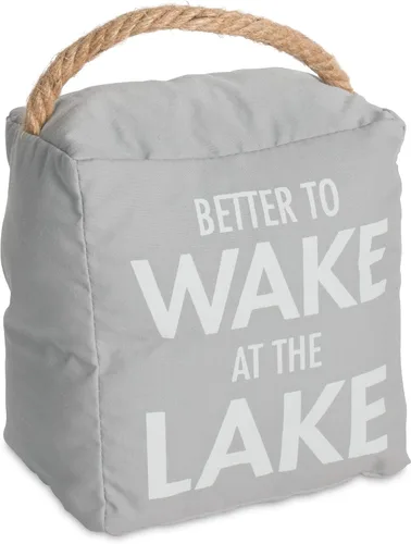 Miniatura 9 de Pavilion Gift Company Lake Rules: Relájate, Desconecta, Disfruta - Tope para puerta color marrón claro, Blanco claro, 12,7 x 15,2 cm